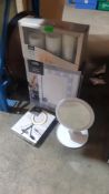 (R6H) 4 Items. 1 X Ring Light, 1 X Beauty Mirror Light, 1 X 3 Silver Ombre LED Candles Real Wax & 1