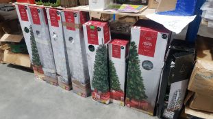 (R5J) Christmas. 8 X Mixed Christmas Trees. 4 X White Tree Pre Lit 6FT (1.8M) (RRP £25 Each), 1 X P