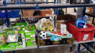 (R4I) Toys. Contents Of Shelf. To Include 4 X Deluxe Toy Checkout, 8 X Shoot Footballs, Approx. 36 X
