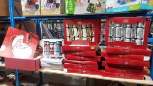 (R5M) Christmas. Contents Of Shelf. 14 X 8 Premium Cracker Packs, 4 X 6 Racing Cracker Packs. & 1