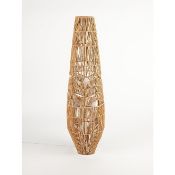 (R10F) Lighting. 2 X Tall Rattan Floor Lamp (New – May Have Failed To Deliver Label)