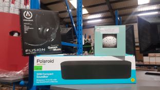 (R5K) Tech. 3 Items. 1 X Polaroid 50W Compact Soundbar, 1 X Power A Fusion Gaming headset Black.