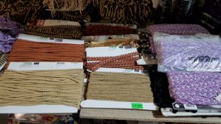 (R5P) Fabric / Craft. A Quantity Of Mixed Dunelm Fabrics. To Include Braid, Ethnic Cotton Lace, Bal