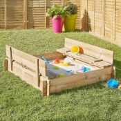 Blooma kids wooden sand pit & benches - rrp 99.99