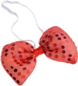 85 x flashing(4 led) red sequin fancy dress halloween bow tie accessory