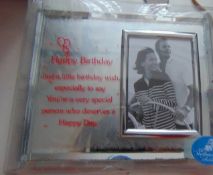 20 mirror picture framed birthday message on stand rrp £12.99 each.
