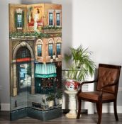 Original Hand Painted Folding Screen by American Artist Mark St. John.