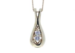 9k Two Stone Claw Set Diamond Pendant 0.33 Carats
