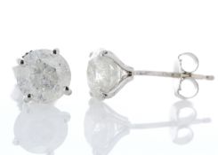 9k White Gold Prong Set Diamond Earrings 2.01 Carats