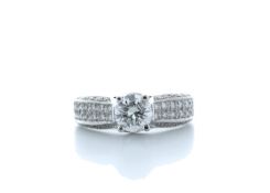 18k White Gold Single Stone Prong Set With Stone Set Shoulders Diamond Ring 1.28 (0.82) Carats