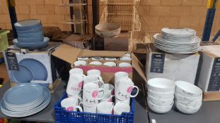 (R15C) Household. Approx. 79 Items. 22 Piece Porcelain Marble Effect Dinner Set, 12 Piece Stonewar