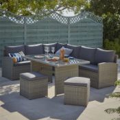 (R2E) 1 X Matara Corner Sofa Dining Set. Current Online Price £700. Powder Coated Steel Frame. Hand