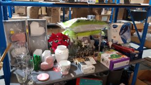 (R1E) Household. Contents Of Shelf. Mixed Lot To Include Ceramic Heart Ornaments. Hand Made Vas