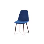 (R2I) 2 X Perth Velvet Diamond Back Dining Chair Black Metal Frame With Fully Upholstered Seat. (H8