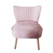 (R2O) 1 X Occasional Dark Blush Chair. Velvet Fabric Cover With Rubberwood Legs (H72xW60xD70cm)
