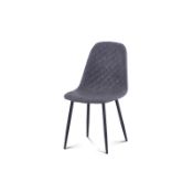(R2I) 2 X Perth Diamond Back Dining Grey Faux Leather Chair Black Metal Frame With Fully Upholstered