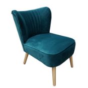 (R3M) 1 X Occasional Chair Teal. Velvet Fabric Cover With Rubberwood Legs (H72xW60xD70cm)