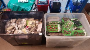 (R15G) Household. Contents Of 2 Large Containers. A Quantity Of Dunelm Mill Curtain / Blind Access