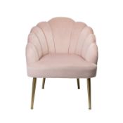(R2P) 1 X Sophia Occasional Chair Blush. Velvet Fabric Cover. Metal Legs. (H77 x W64 x D71cm)