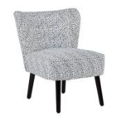 (R3J) 1 X Occasional Chair Dalmatian Print. Velvet Fabric Cover With Rubberwood Legs. (H72xW60xD70c