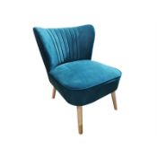 (R3N) 1 X Occasional Chair Teal. Velvet Fabric Cover With Rubberwood Legs (H72xW60xD70cm)