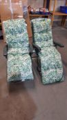 (R11) 2 X Fern Print Reclining Lounger Chairs