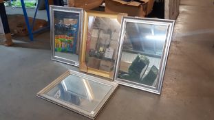 (R11) 4 X Mixed Style Wooden Frame Mirror