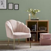(R2P) 1 X Sophia Occasional Chair Blush. Velvet Fabric Cover. Metal Legs. (H77 x W64 x D71cm)