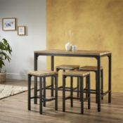 (R7E) 3 X (Box 1 Of 2) Nina Dining Nest (H90xW120xD65cm). Dark Oak Veneered Top. Black Powder Coat