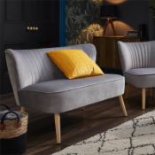 (R7I) 1 X Cocktail Sofa Grey. Velvet Fabric Cover With Rubberwood Legs. (H72xW110xD70cm) RRP £120