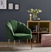 (R10G) 1 X Sophia Occasional Chair Emerald. Velvet Fabric Cover, Metal Legs (H77xW64xD71cm) RRP £60