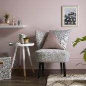 (R7O) 2 X Occasional Chair Dalmatian Print. Velvet Fabric Cover. Rubberwood Legs. (H72xW60xD70cm) R