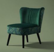 (R10H) 1 x Jessica Jungle Occasional Chair. Velvet Fabric Cover, Rubberwood Legs (H72xW60xD70cm) RR