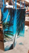 (R6I) 3 X The Art Group Pyramid International 3 Panel Folding Reversible Screen (Palm Beach Photo D