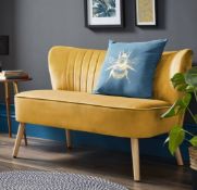 1 X Cocktail Sofa Ochre. Velvet Fabric Cover With Rubberwood Legs. (H72xW110xD70cm) RRP £120