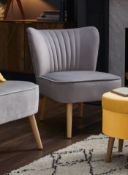 (R10J) 1 X Occasional Chair Grey. Velvet Fabric Cover. Rubberwood Legs. (H72xW60xD70cm) RRP £60
