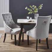 4 X Annabelle Velvet Chairs Grey (1 Chair Is Missing A Leg)