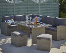 1 X Matara Corner Sofa Dining Set. Powder Coated Steel Frame. Hand Woven Synthetic Rattan. Toughene