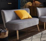 1 X Cocktail Sofa Dark Grey. Velvet Fabric Cover With Rubberwood Legs. (H72xW110xD70cm) RRP £120