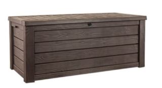 Garden. 1 X Keter Westwood Outdoor Plastic Storage Box Brown 570L (W154 x D72 x H58cm) RRP £140