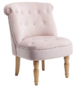 (R10K) 1 X Emily Occasional Chair Blush. Crushed Velvet Cover. Rubberwood Legs. (H75xW64XD68cm) RRP