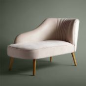 (R6N) 1 X Occasional Chaise Longue Blush. Velvet Cover With Rubberwood Legs (H75xW125xD61cm) RRP £1