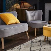 (R7K) 1 X Occasional Chair Grey. Velvet Fabric Cover. Rubberwood Legs. (H72xW60xD70cm) RRP £60