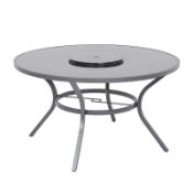 1 X Misali Table With Lazy Susan. Powder Coated Aluminium Frame, Toughened Glass Table Top With Laz