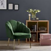(R7O) 1 X Sofia Occasional Chair Emerald. Velvet Fabric Cover. Metal Legs. (H77xW64xD71cm) RRP £60