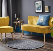 (R10J) 1 X Cocktail Sofa Ochre. Velvet Fabric Cover With Rubberwood Legs. (H72xW110xD70cm) RRP £120
