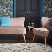 (R6L) 1 X Occasional Chair Dark Blush. Velvet Cover With Rubberwood Legs (H72xW60xD70cm)