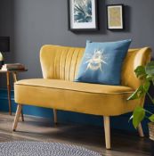 (R10G) 1 X Cocktail Sofa Ochre. Velvet Fabric Cover With Rubberwood Legs. (H72xW110xD70cm) RRP £120