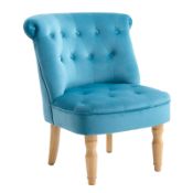 (R10A) 1 X Emily Occasional Chair Blue. Crushed Velvet Cover. Rubberwood Legs. (H75xW64XD68cm)