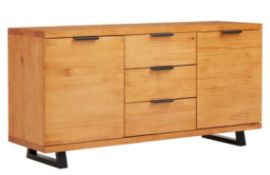 1 X Phoenix Sideboard. Pine Wood Cabinet Body. Black Metal Legs. (H75xW150xD45cm) RRP £450